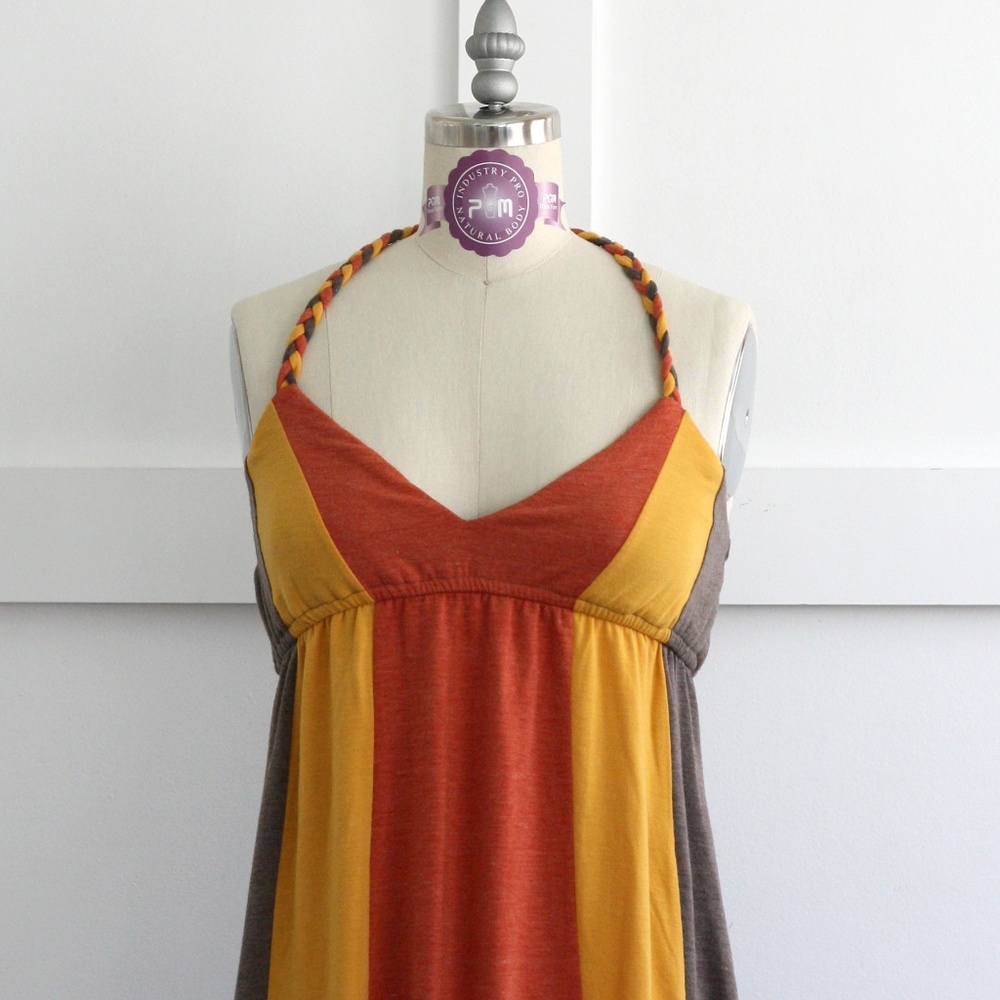 Mossimo Vertical Stripe Colorblock Halter Dress